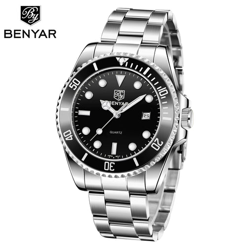 5223 Brand Men Quartz Watches Fashion Luminous Calendar Waterproof Stainless Steel Strap Elegant Business Men Wristwatch