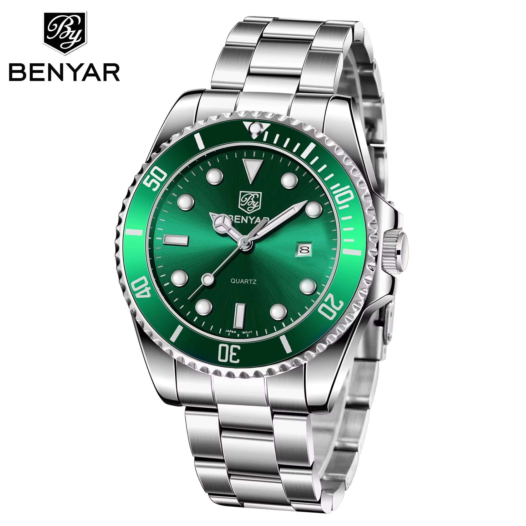 5223 Brand Men Quartz Watches Fashion Luminous Calendar Waterproof Stainless Steel Strap Elegant Business Men Wristwatch