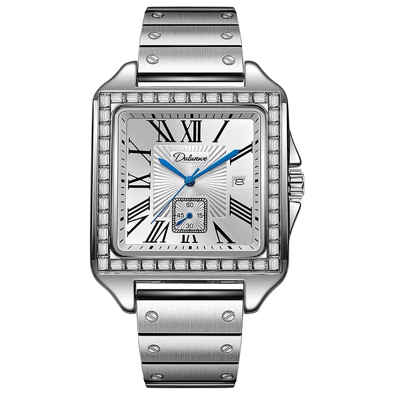 Square Dial Retro Design Men Watch Luxury Brand Mechanical Watch Fashion Automatic Date Waterproof Moon Phase Men Watch Reloj