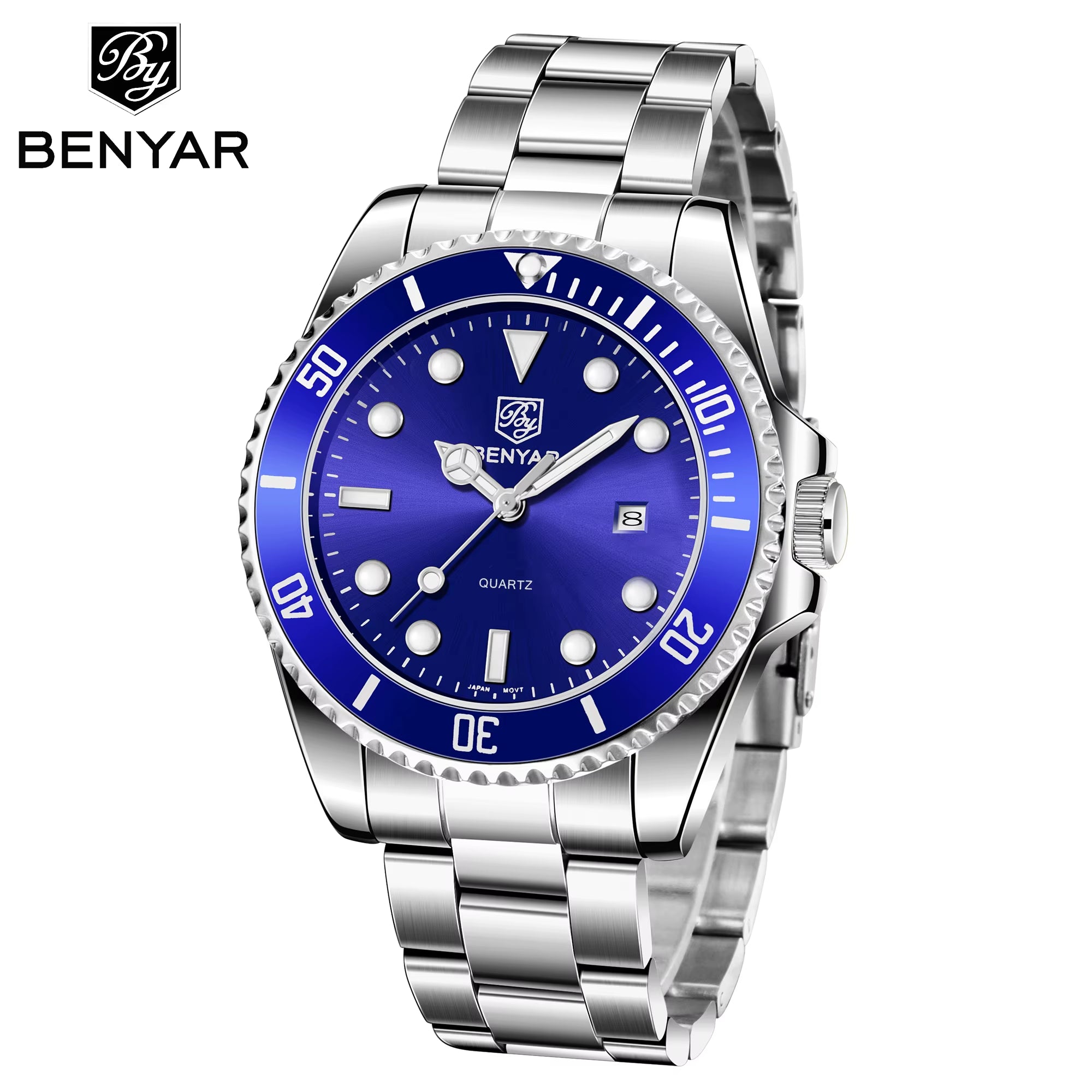 5223 Brand Men Quartz Watches Fashion Luminous Calendar Waterproof Stainless Steel Strap Elegant Business Men Wristwatch